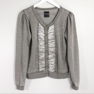 button front sweatshirt cardigan